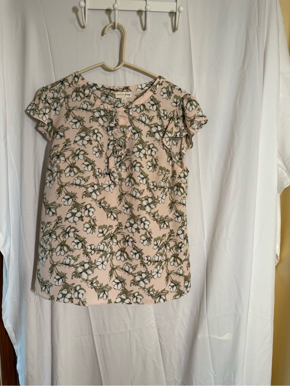 Maison Jules Pink Floral Short Sleeve Blouse